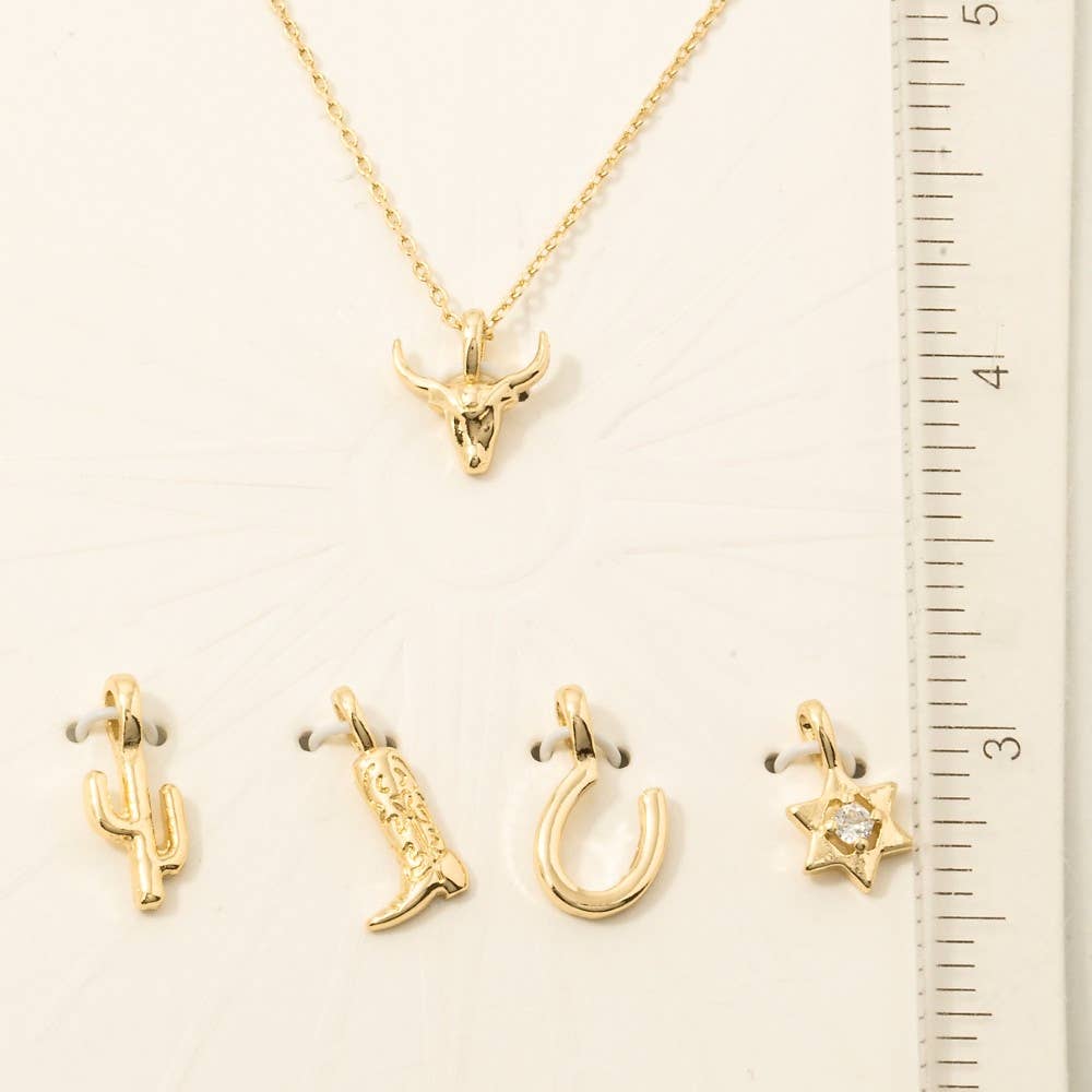 Western Bull Head Swappable Pendant Necklace