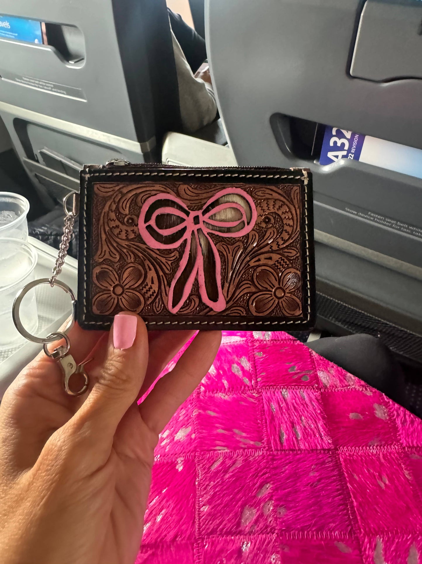 Tooled Leather Keychain Wallet Thunderbird Longhorn Bow Hat