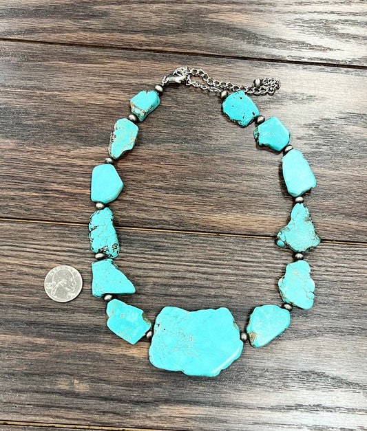 18" Graduated Slab Turquoise Necklace