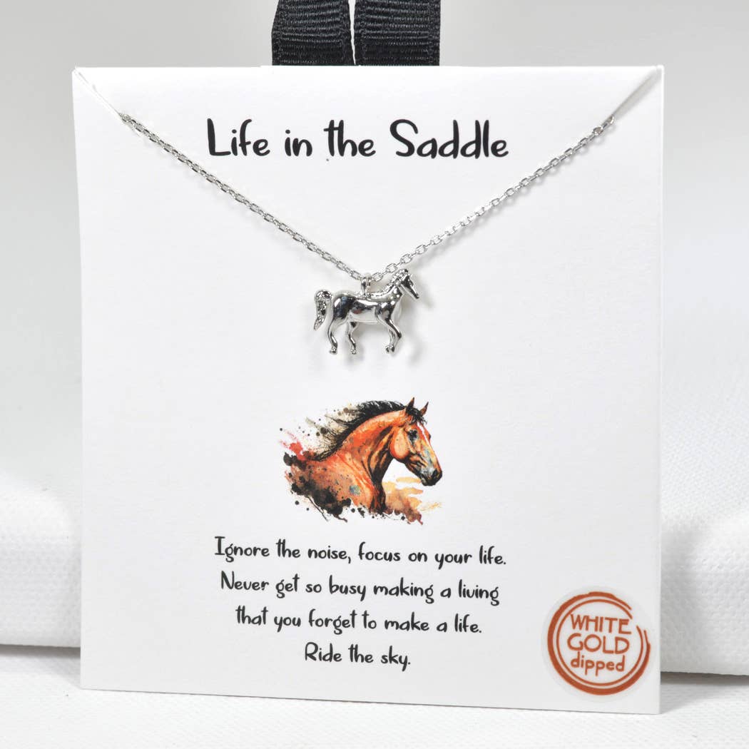 Life in the Saddle Dainty Horse Charm Necklace