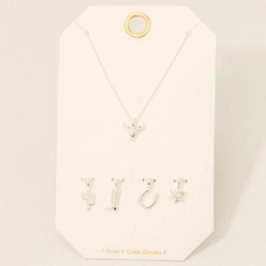 Western Bull Head Swappable Pendant Necklace