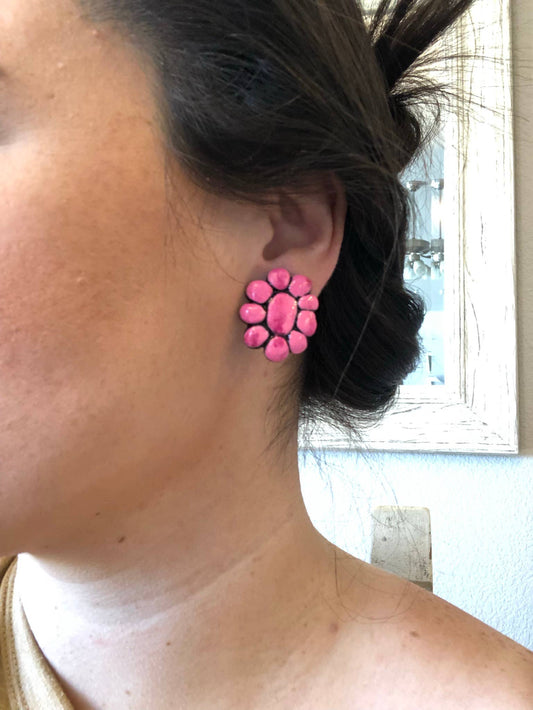 Mini Roan Studs - Pink Stones Western Handmade Clay