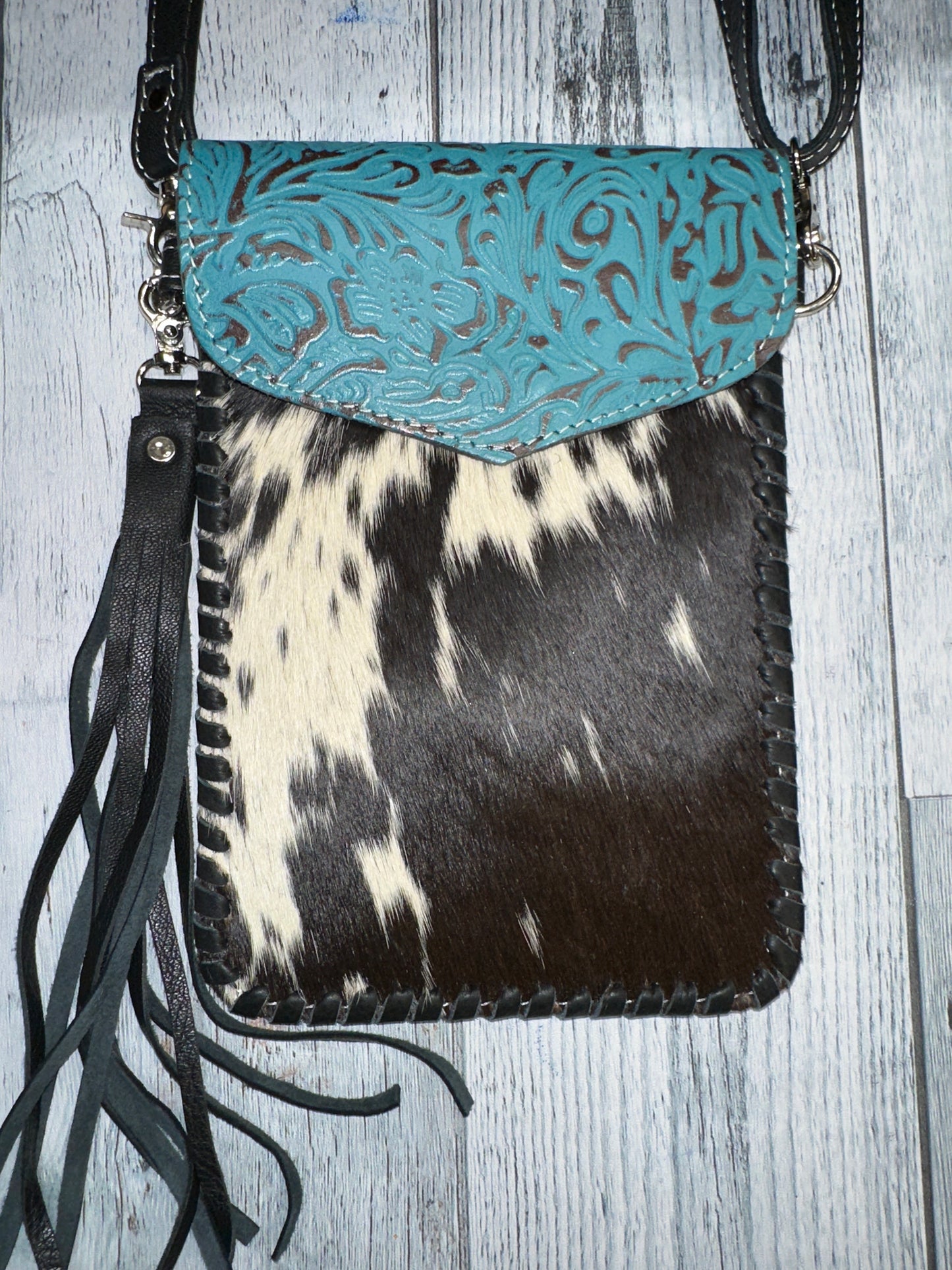 Phone Crossbody Western Tooled Leather Phone Mobile Purse