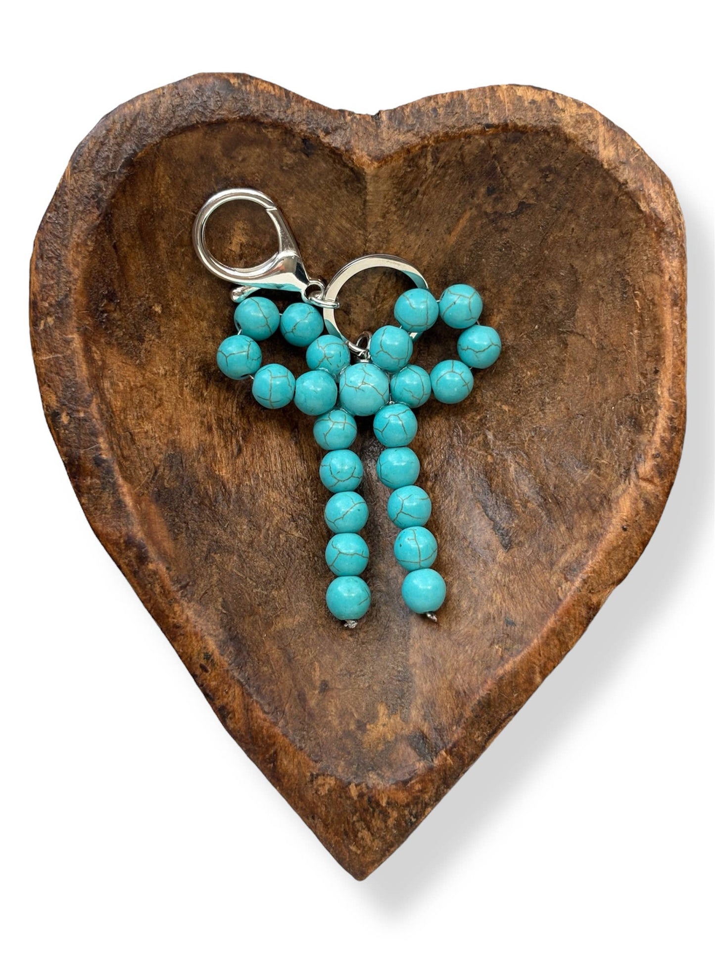 Western Coquette Bow Ribbon Stone Charm Key Ring Chain