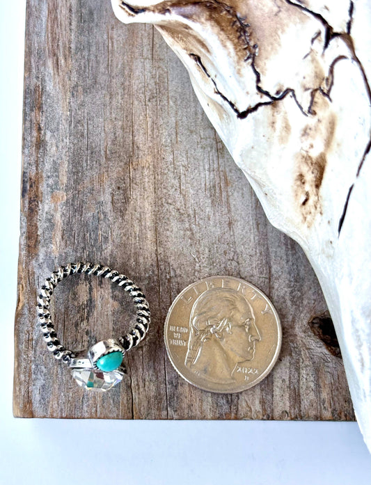 Western Style Round Glass Stone & Stone Ring