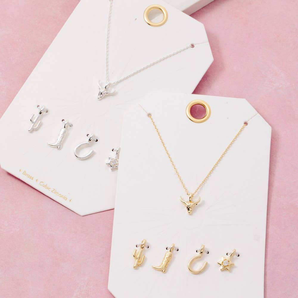 Western Bull Head Swappable Pendant Necklace