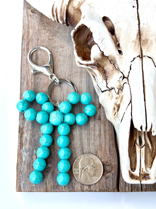 Western Coquette Bow Ribbon Stone Charm Key Ring Chain