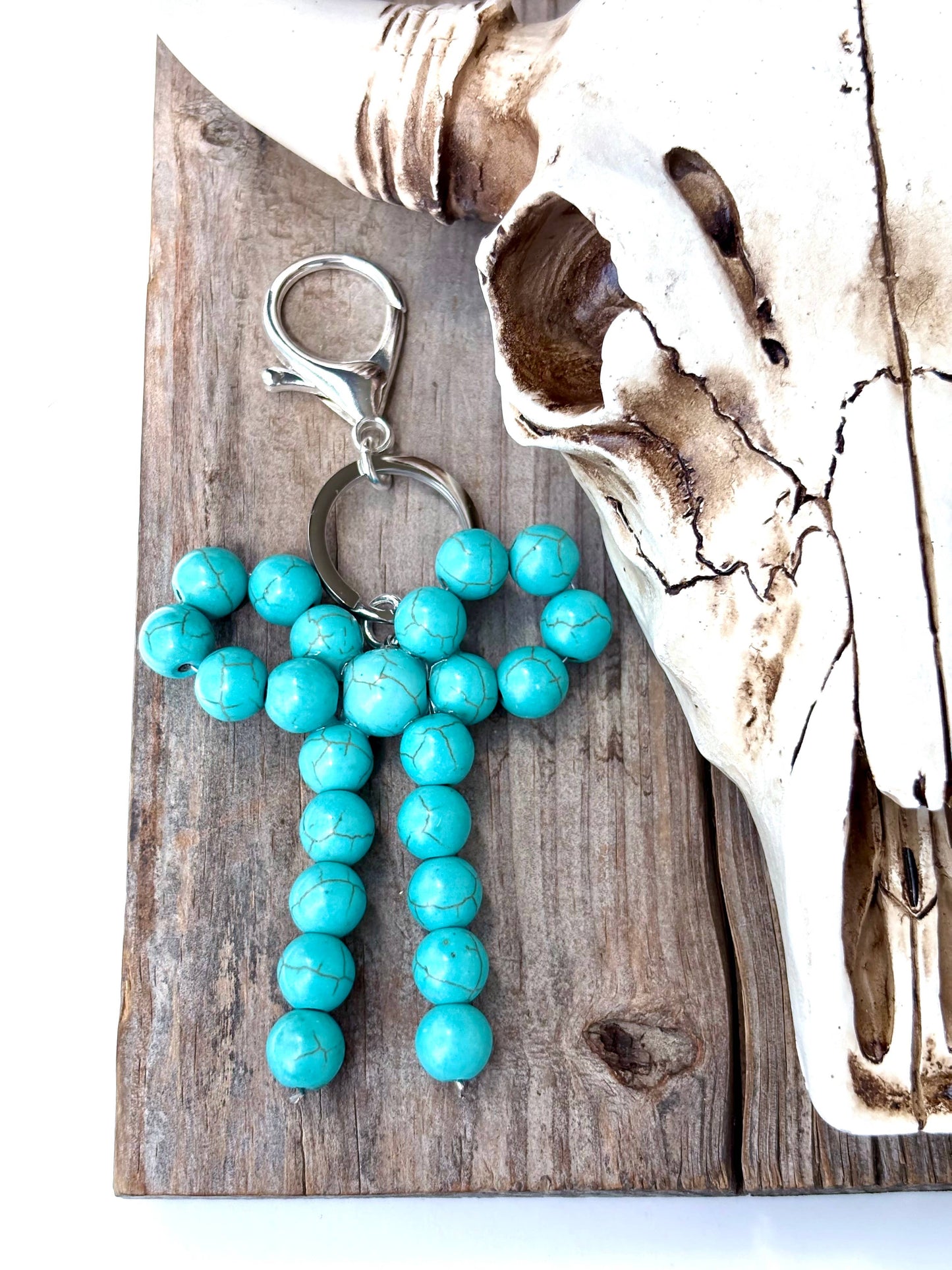 Western Coquette Bow Ribbon Stone Charm Key Ring Chain