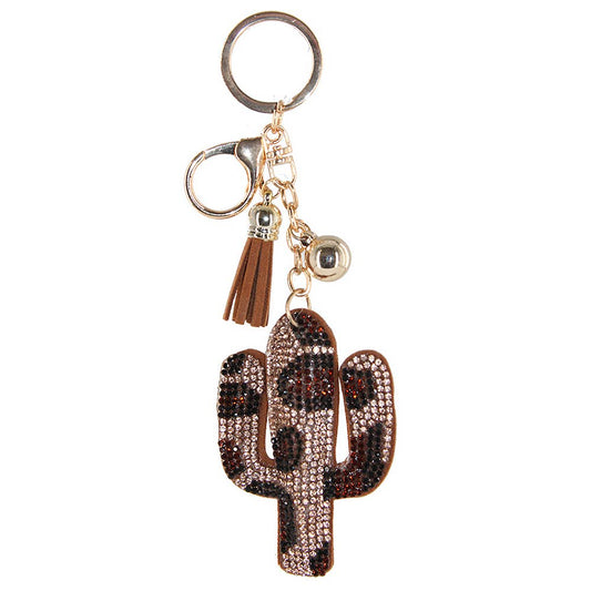 RHINESTONE CACTUS TASSEL KEY CHAIN