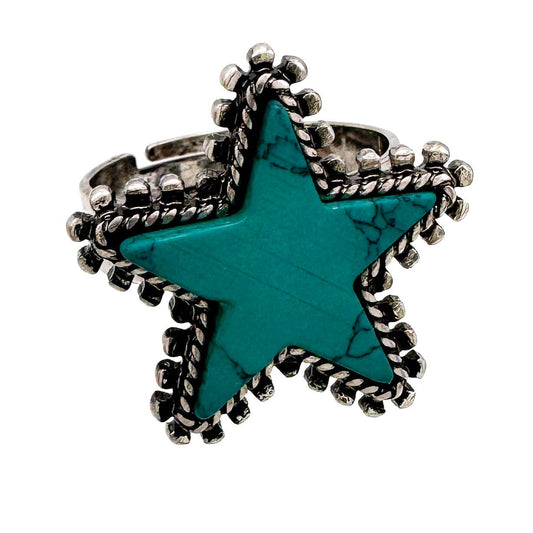 Star Shape Turquoise Stone Western Ring