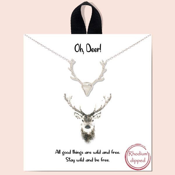 Deer head antler necklace
