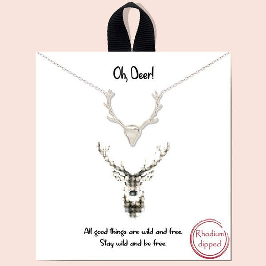 Deer head antler necklace