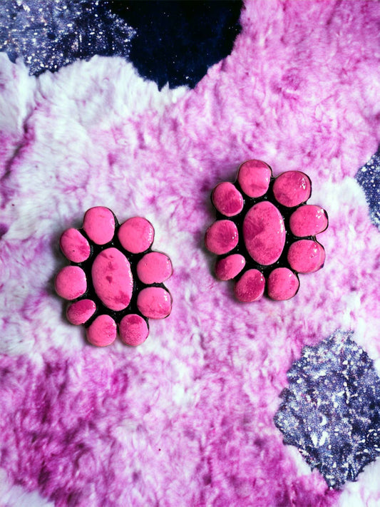 Mini Roan Studs - Pink Stones Western Handmade Clay