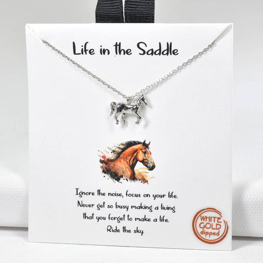 Life in the Saddle Dainty Horse Charm Necklace