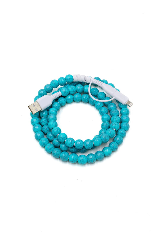 TURQUOISE BEADED DUAL CHARGING CABLE