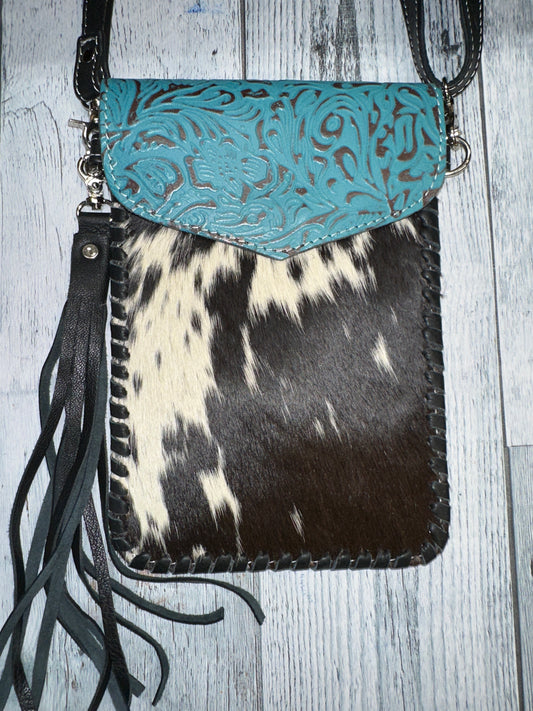 Phone Crossbody Western Tooled Leather Phone Mobile Purse