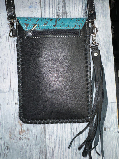 Phone Crossbody Western Tooled Leather Phone Mobile Purse
