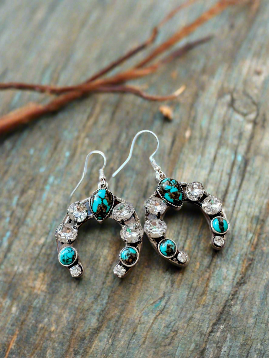 Glass Stone Squash Blossom Western Earrings