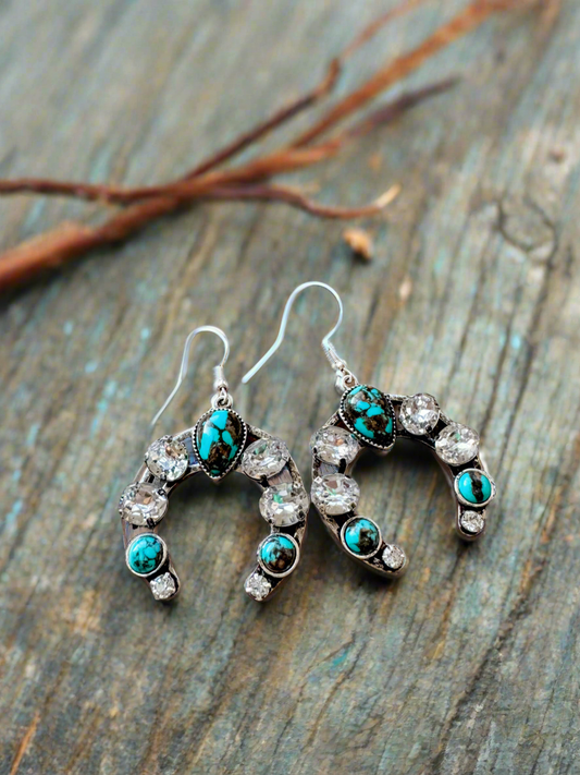 Glass Stone Squash Blossom Western Earrings