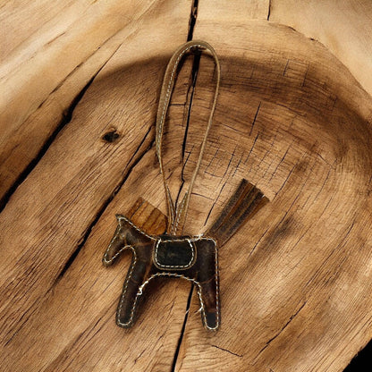 Cowhide horse bag charm 