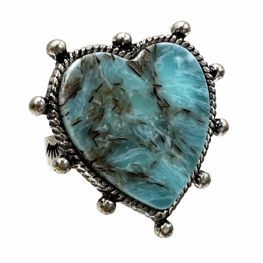 Large Heart Turquoise Stone Western Stretch Ring