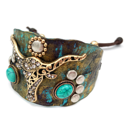 Longhorn Turquoise Western Bracelet Cuff