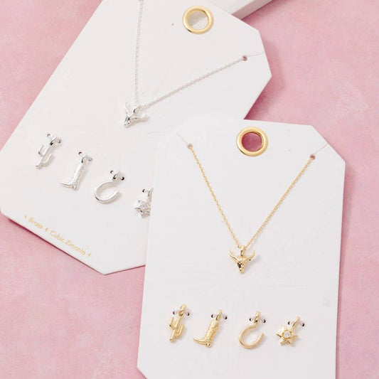 Western Bull Head Swappable Pendant Necklace