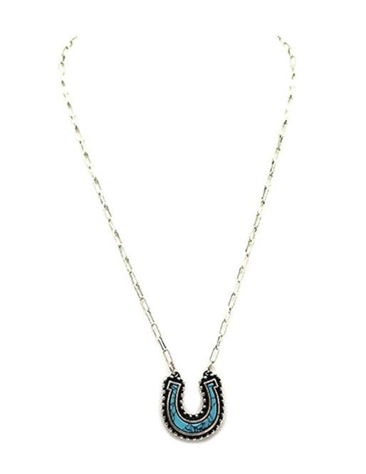 Western Turquoise Horse Shoe Necklace