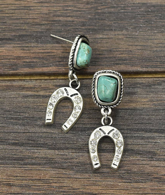 720969, Horseshoe Crystal Post Earrings