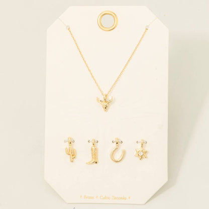 Western Bull Head Swappable Pendant Necklace