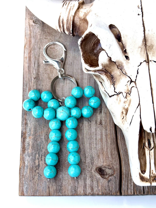Western Coquette Bow Ribbon Stone Charm Key Ring Chain